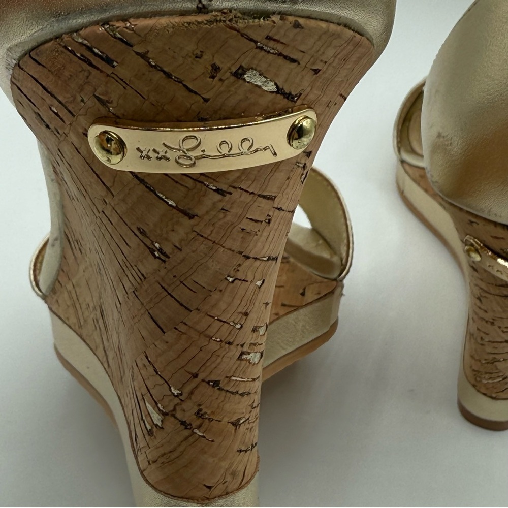 Lilly Pulitzer "Bridgette" Metallic Gold / Cork Wedge
Sandals in Size 10M - Picture 6 of 16